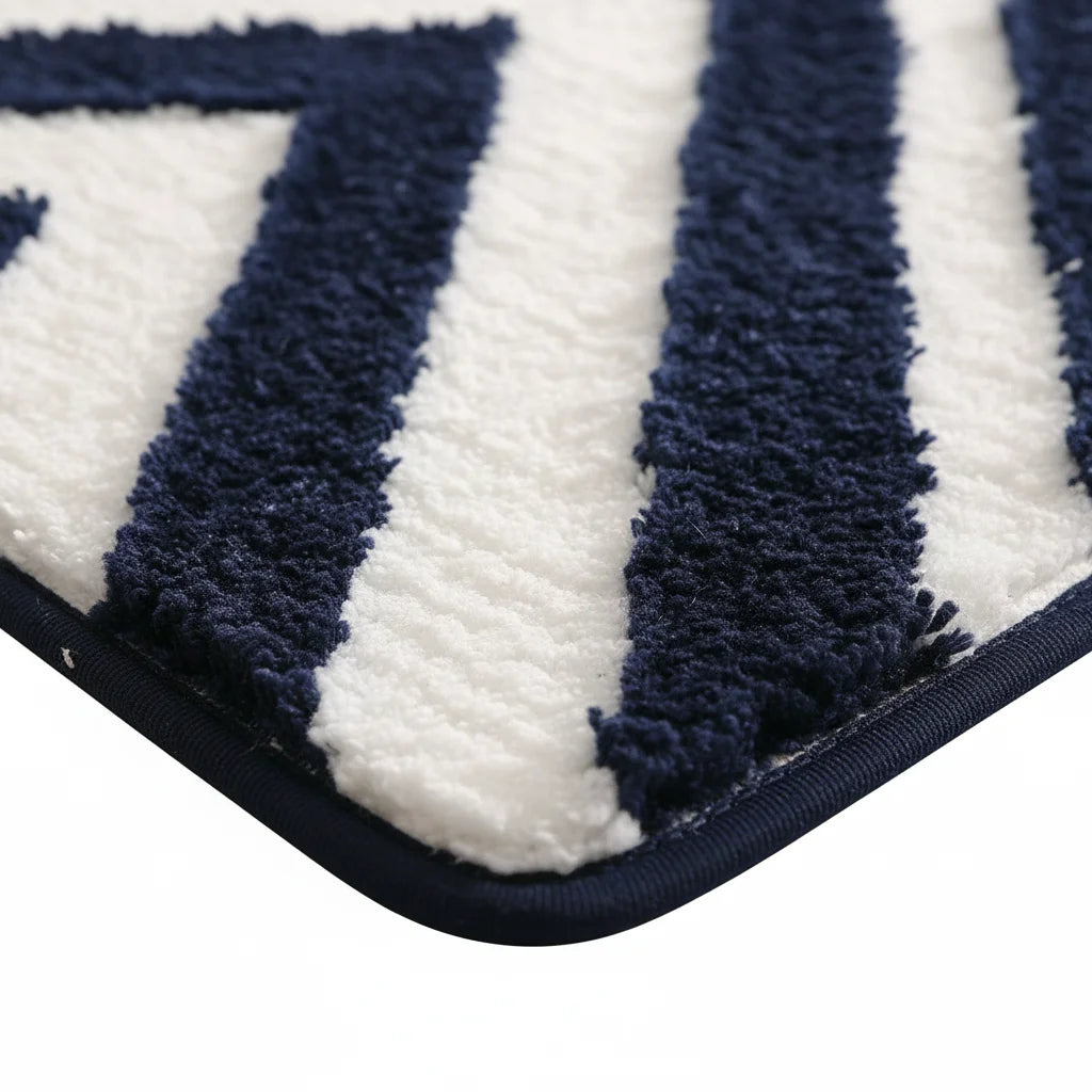 Tapis de Bain Rayé Bleu Nuit