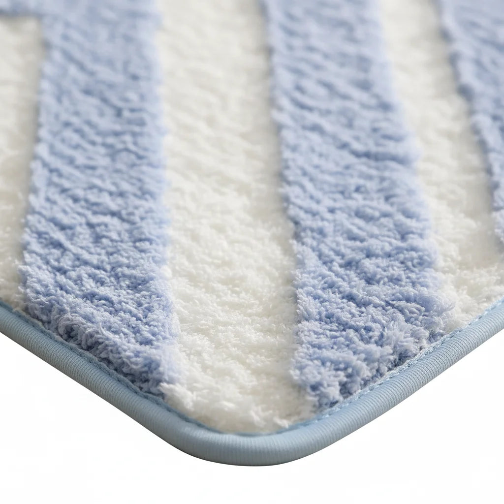 Tapis de Bain Rayé Bleu Glacier