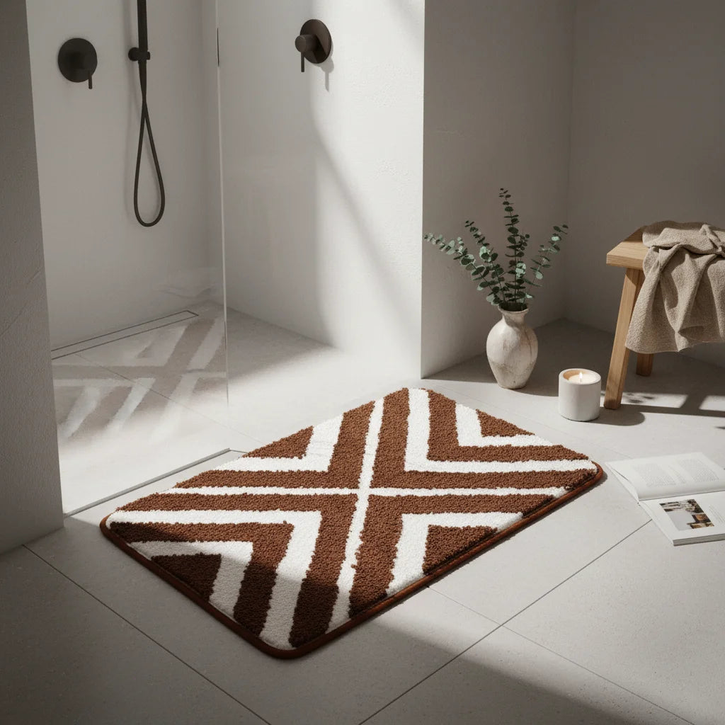 Tapis de Bain Rayé Cacao Naturel