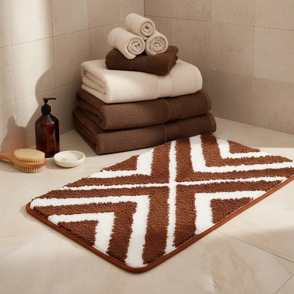 Tapis de Bain Rayé Cacao Naturel