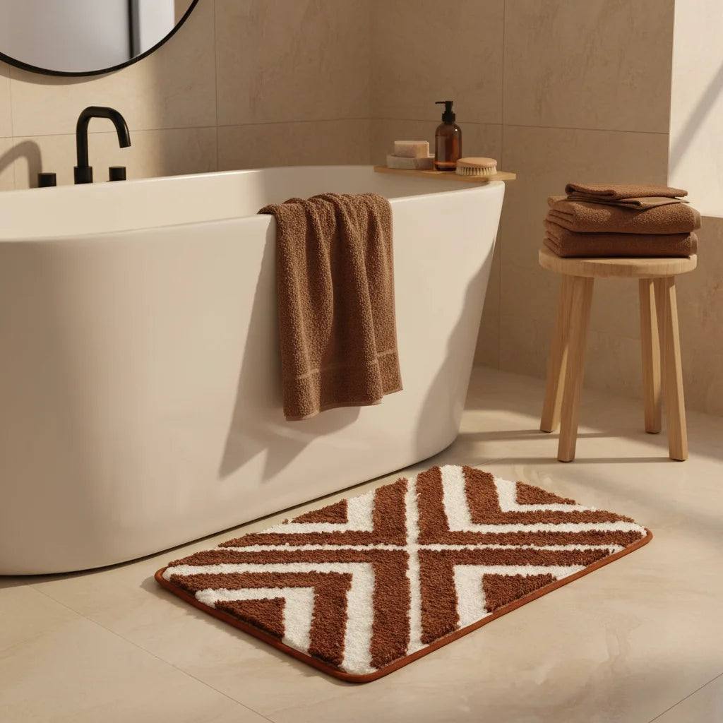 Tapis de Bain Rayé Cacao Naturel