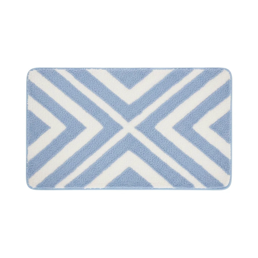 Tapis de Bain Rayé Bleu Glacier