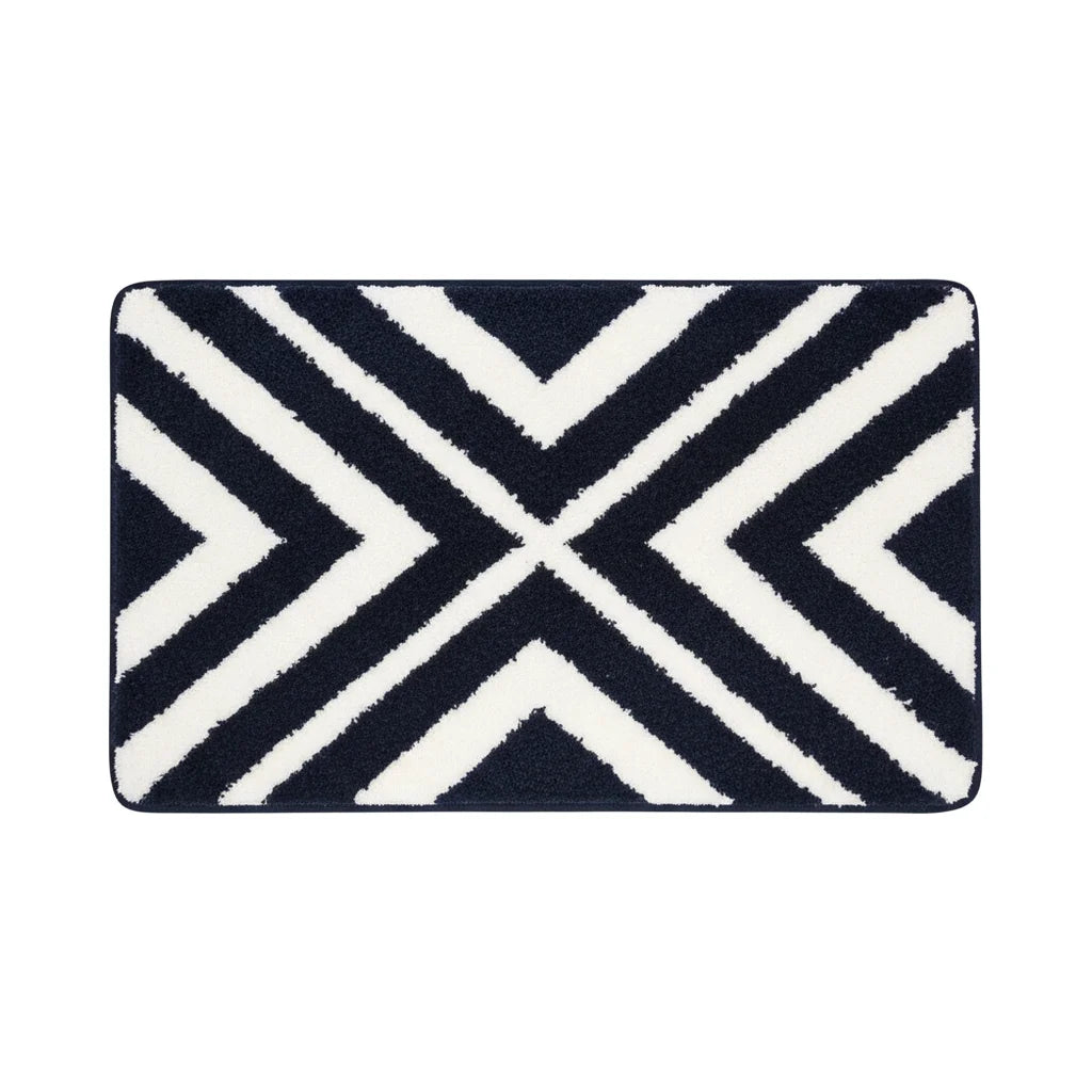 Tapis de Bain Rayé Bleu Nuit