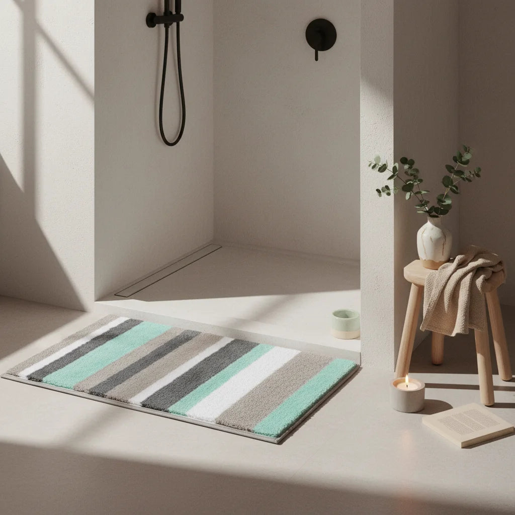 Tapis de Bain Rayures Rayures Menthe