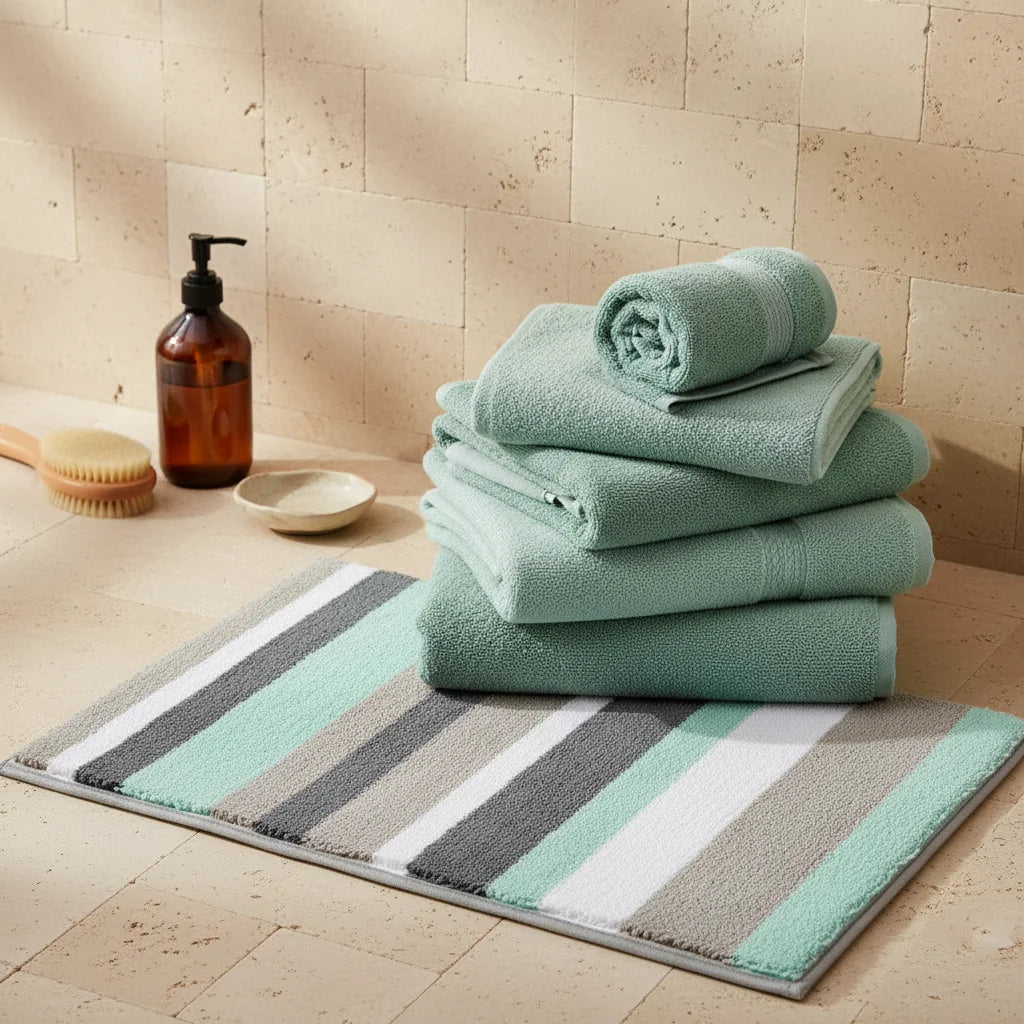 Tapis de Bain Rayures Rayures Menthe