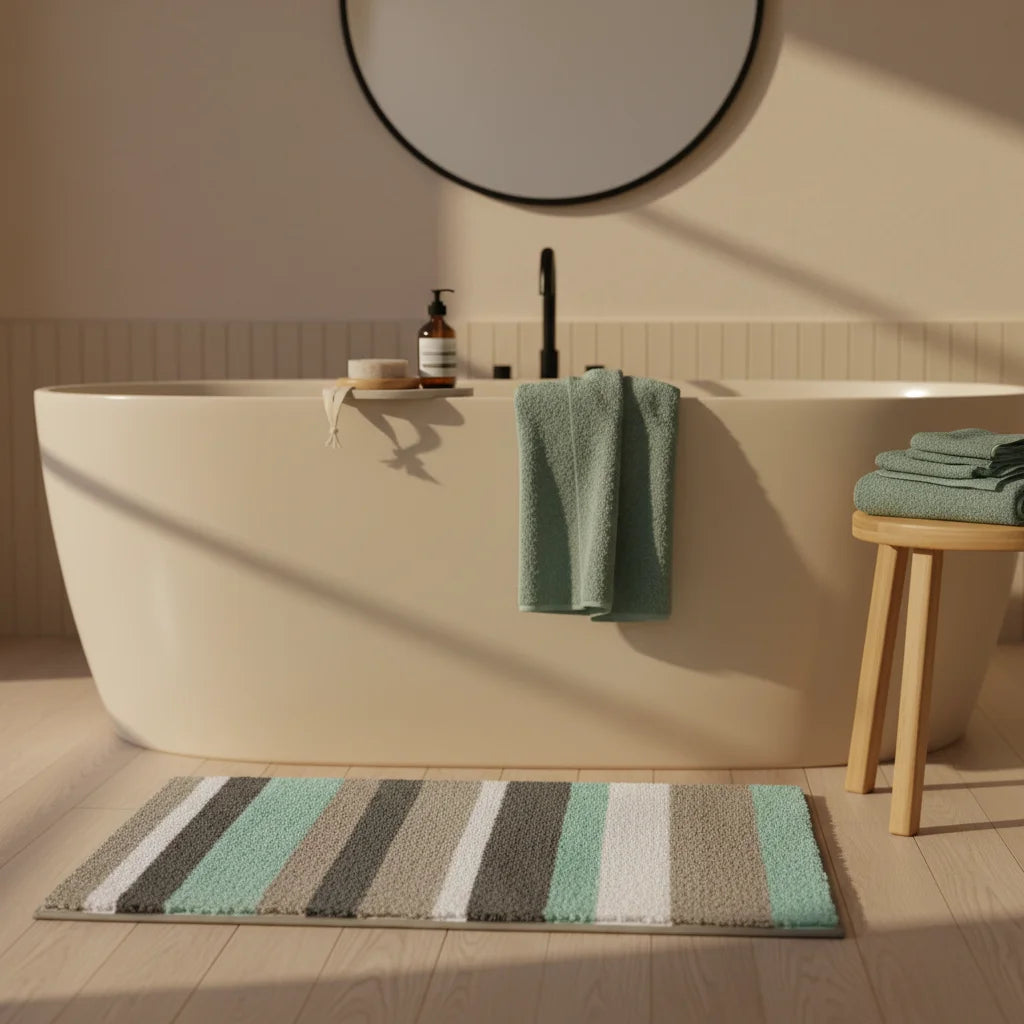 Tapis de Bain Rayures Rayures Menthe