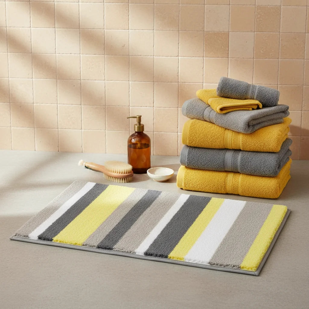 Tapis de Bain Rayures Rayures Citron