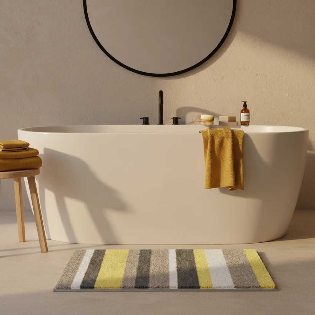 Tapis de Bain Rayures Rayures Citron