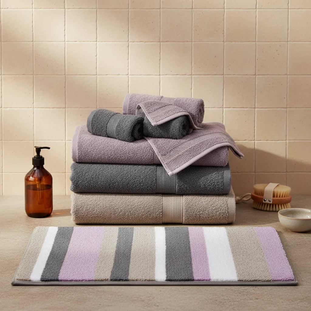 Tapis de Bain Rayures Rayures Lilas