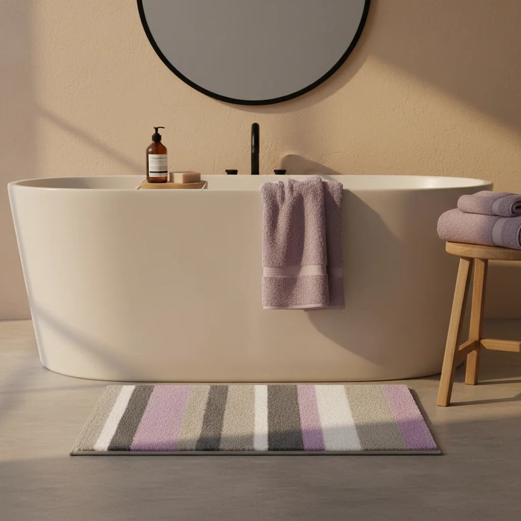 Tapis de Bain Rayures Rayures Lilas