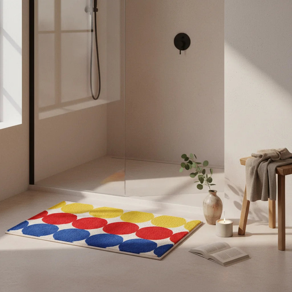 Tapis de Bain Rectangulaire avec Rond de Couleur