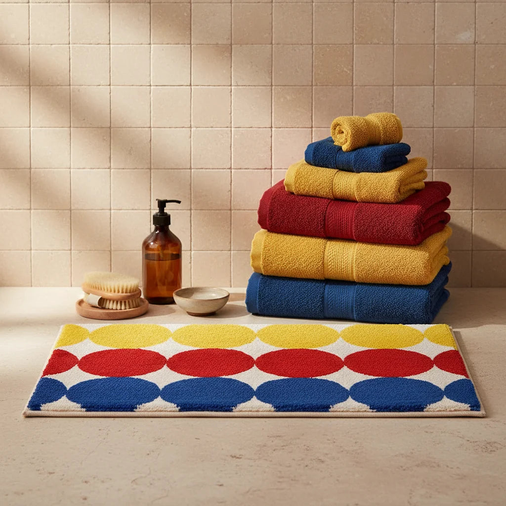 Tapis de Bain Rectangulaire avec Rond de Couleur