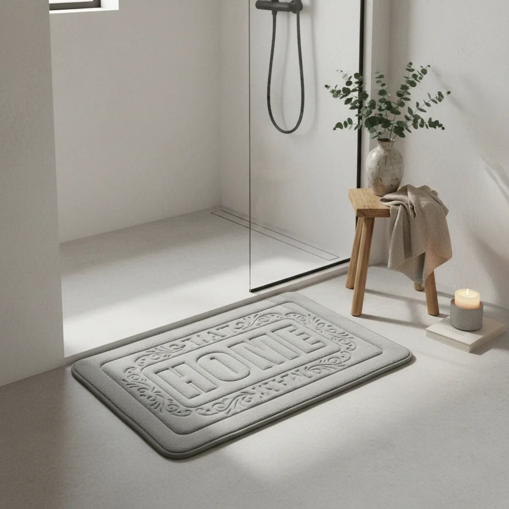 Tapis de Bain Rectangulaire Gris Pierre