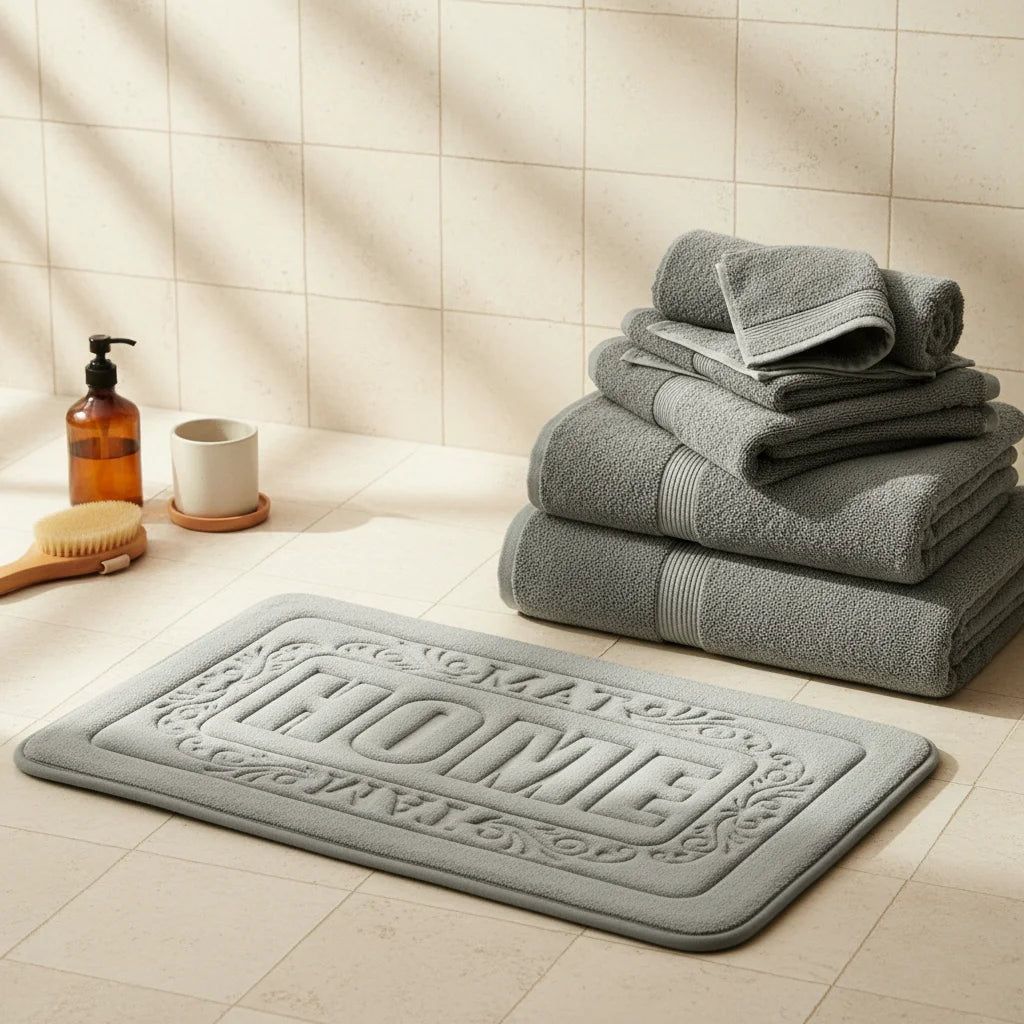 Tapis de Bain Rectangulaire Gris Pierre