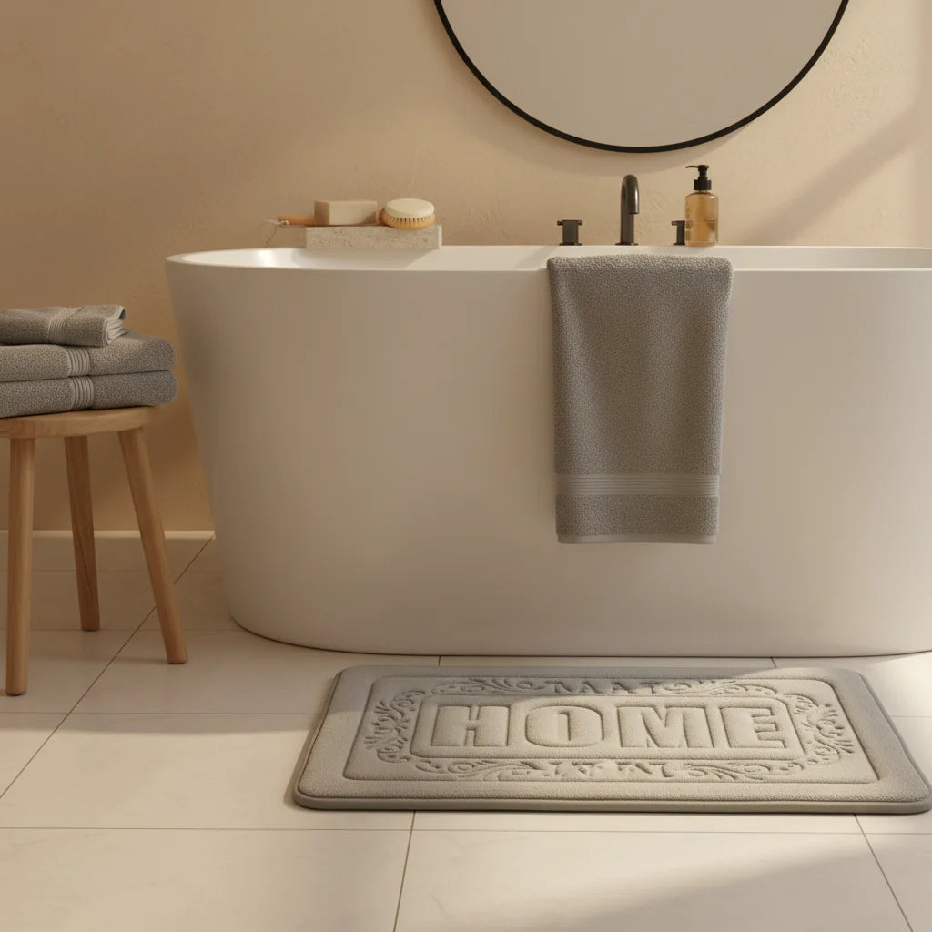 Tapis de Bain Rectangulaire Gris Pierre