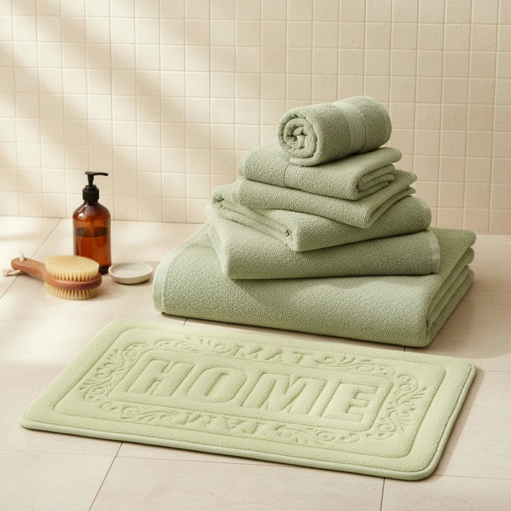 Tapis de Bain Rectangulaire Vert Tilleul