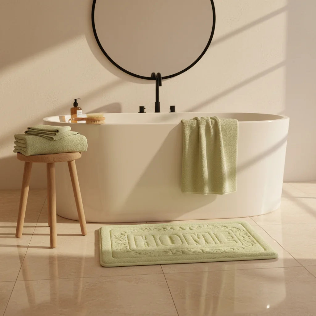 Tapis de Bain Rectangulaire Vert Tilleul