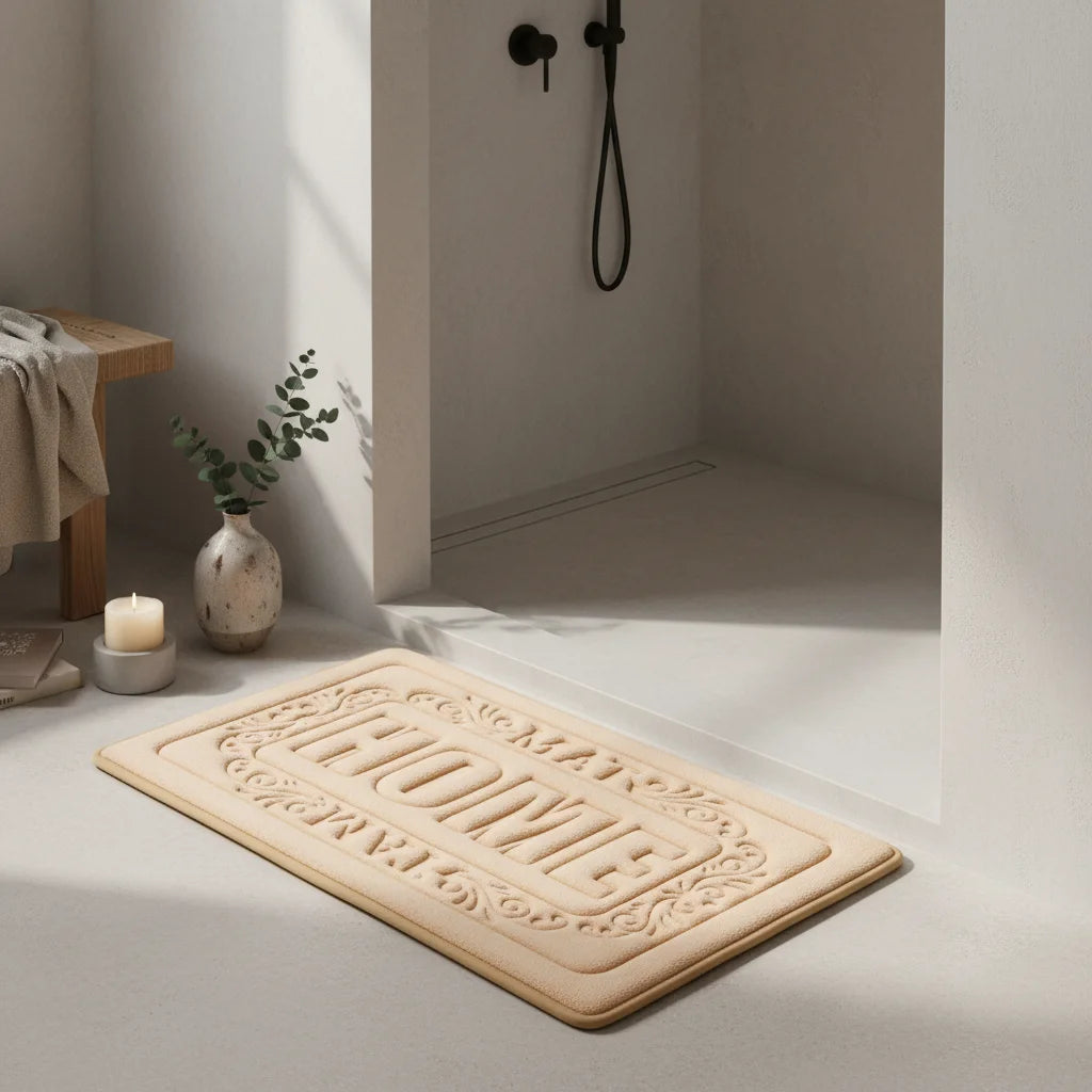 Tapis de Bain Rectangulaire Beige Sable