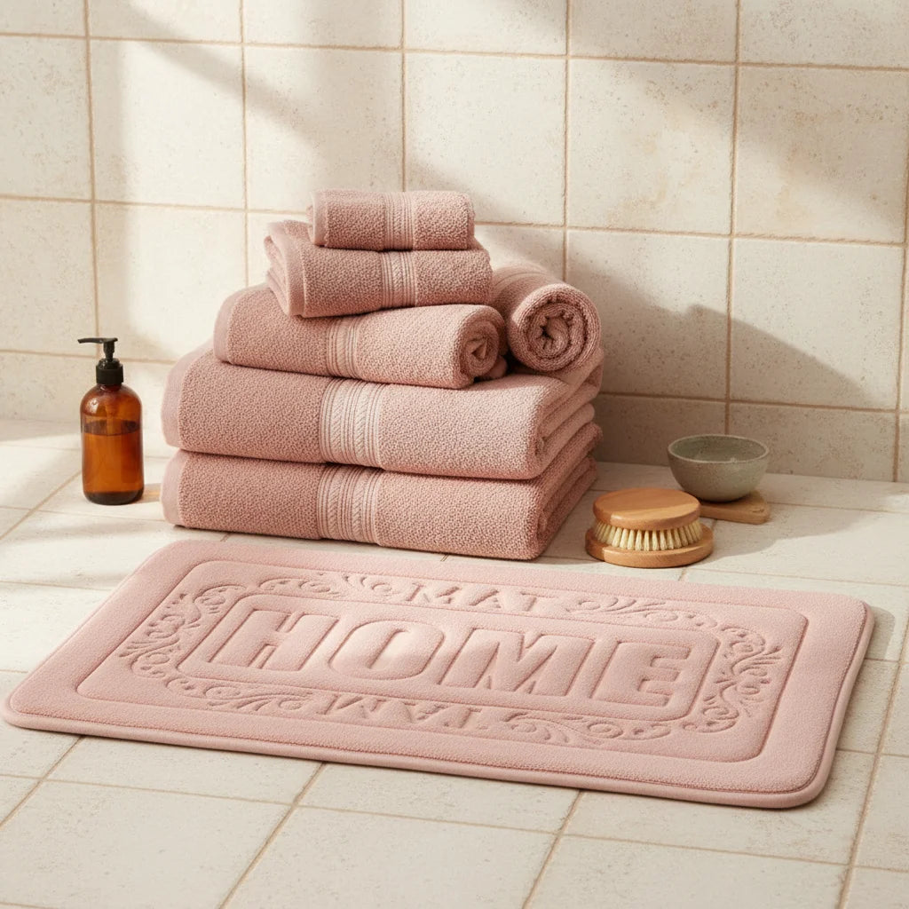 Tapis de Bain Rectangulaire Rose Poudré