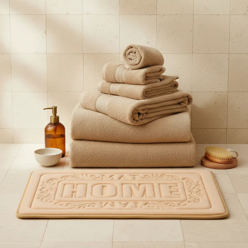 Tapis de Bain Rectangulaire Beige Sable