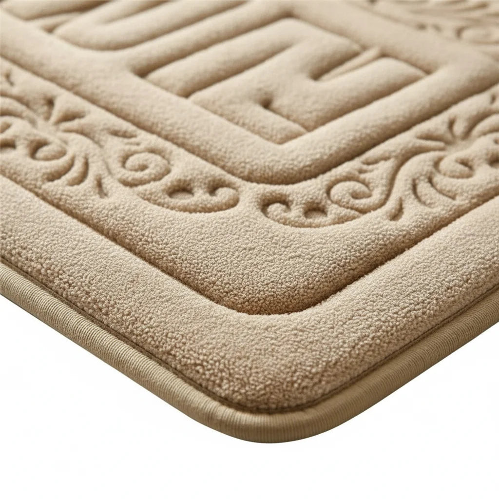 Tapis de Bain Rectangulaire Beige Doré