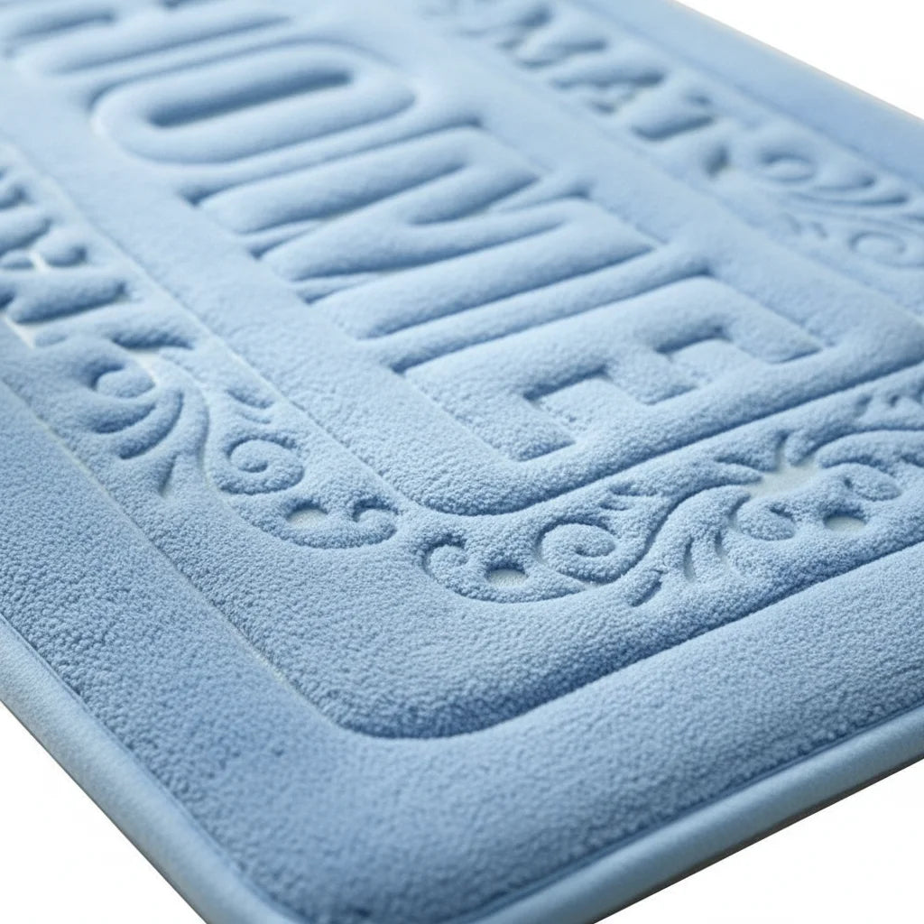 Tapis de Bain Rectangulaire Bleu Glacier