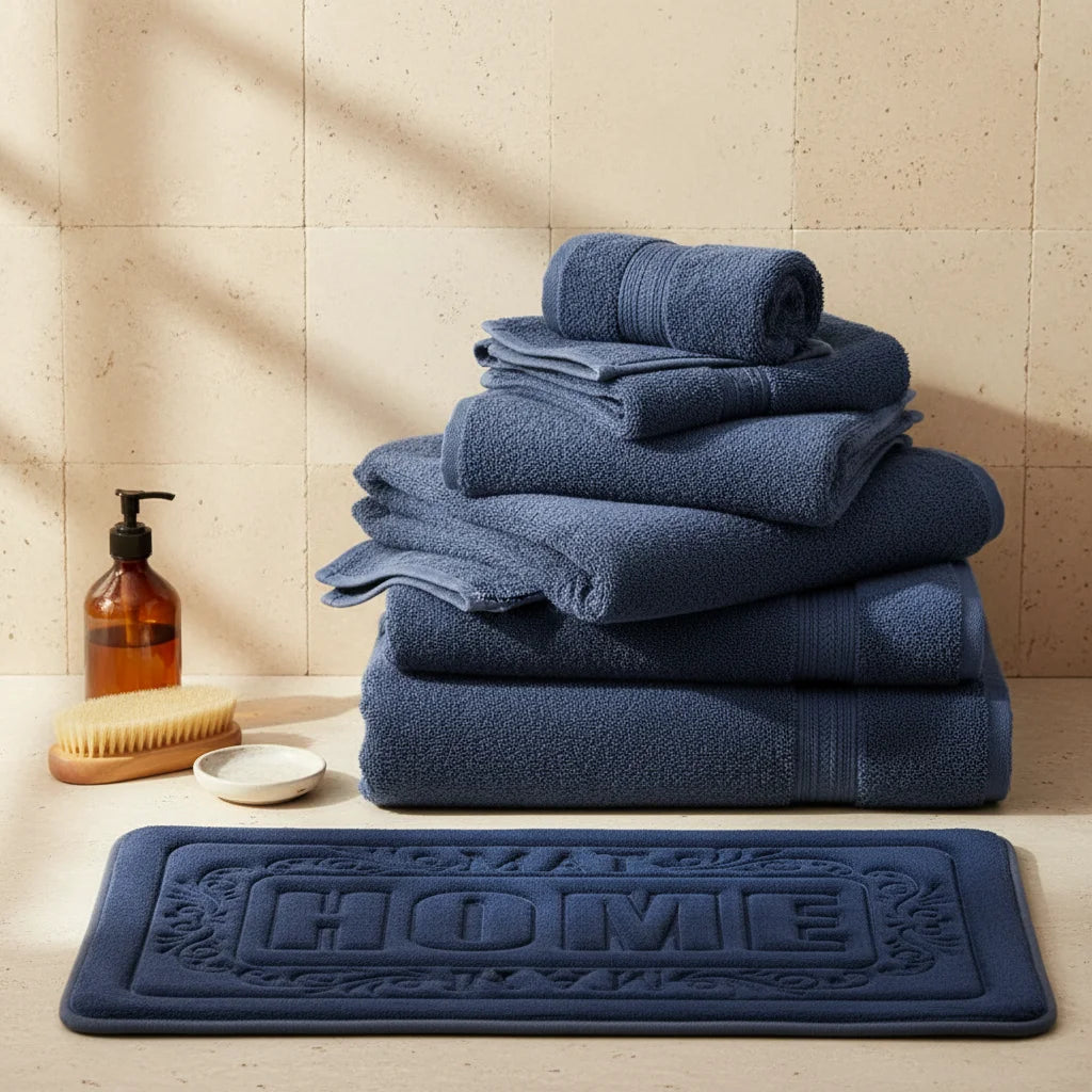 Tapis de Bain Rectangulaire Bleu Nuit