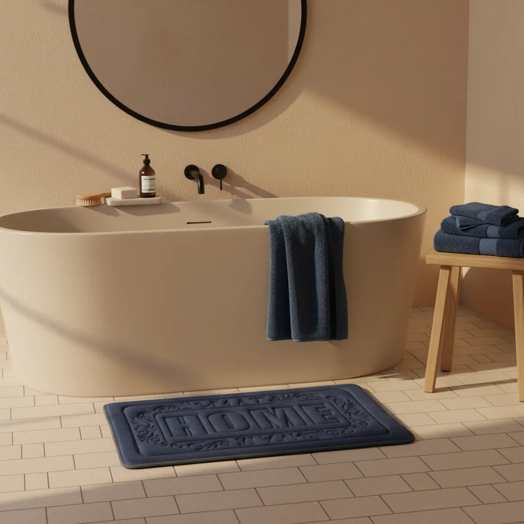 Tapis de Bain Rectangulaire Bleu Nuit