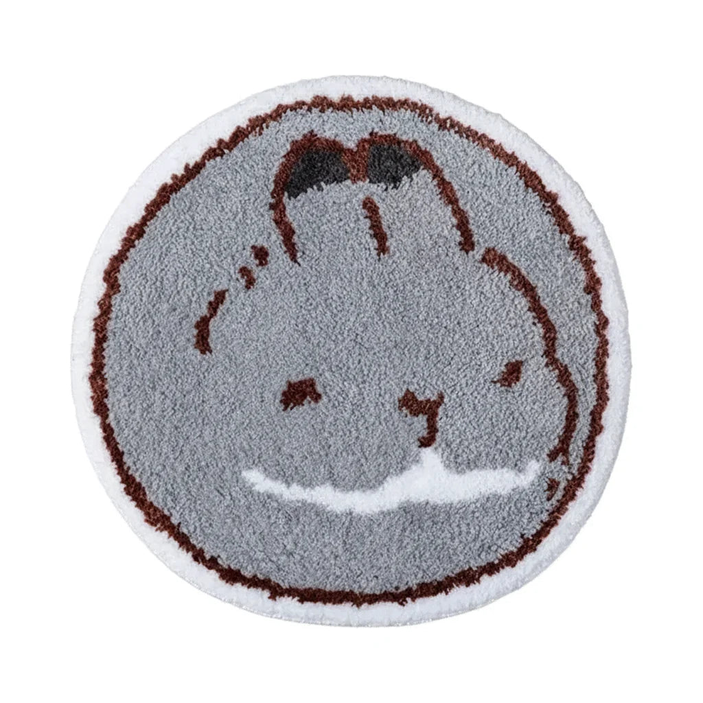 Tapis de Bain Rond Lapin Gris Perle