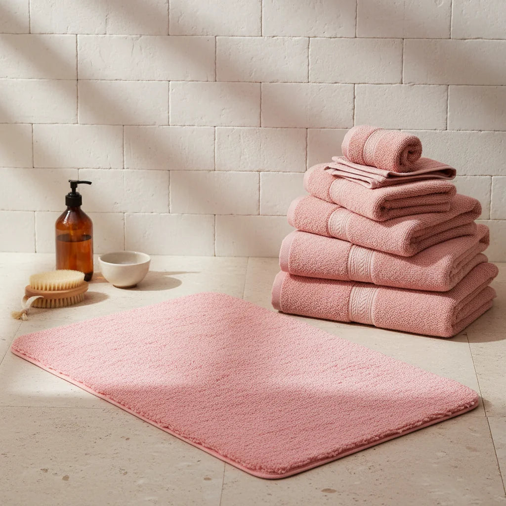 Tapis de Bain Rose Antidérapant 80x120cm