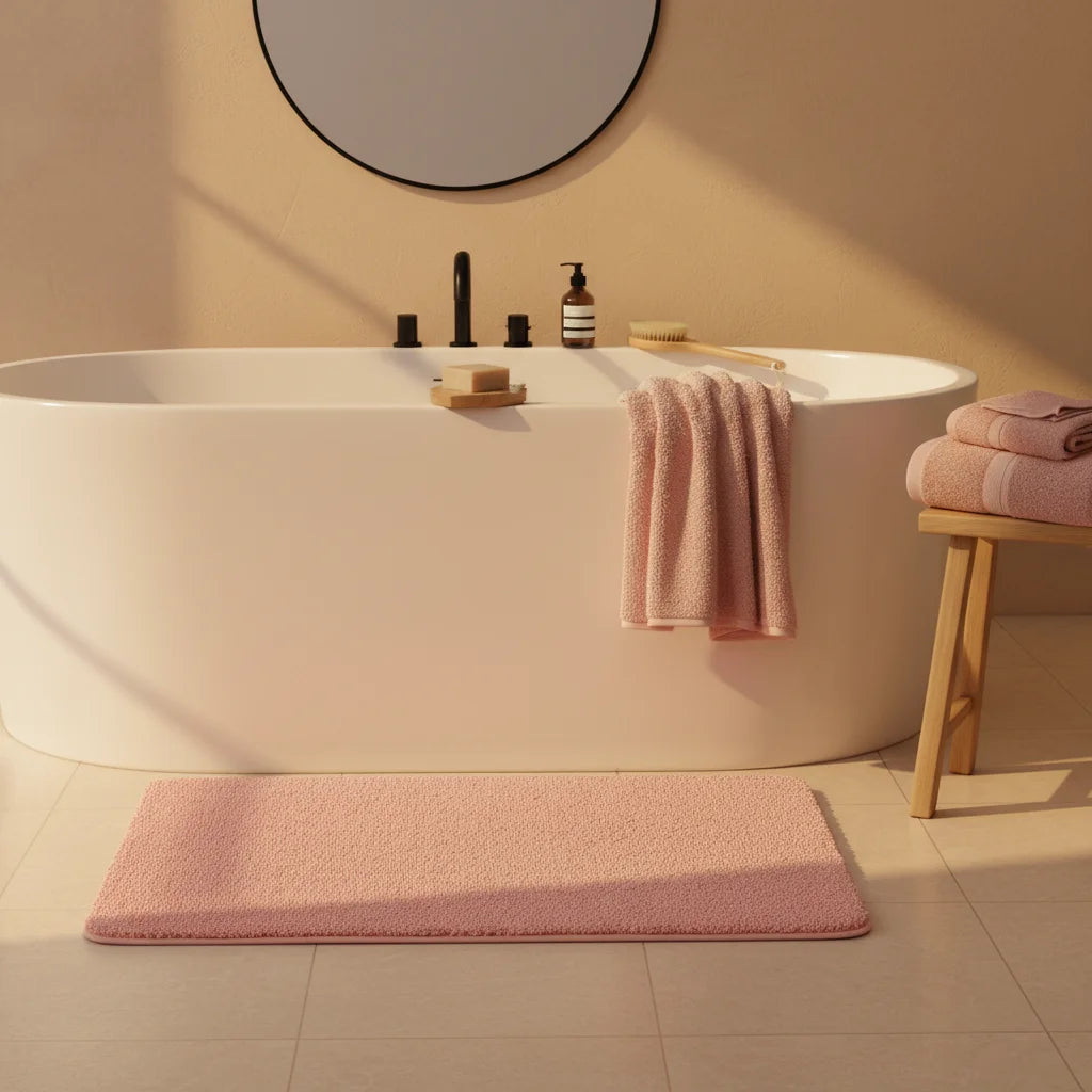 Tapis de Bain Rose Antidérapant 80x120cm