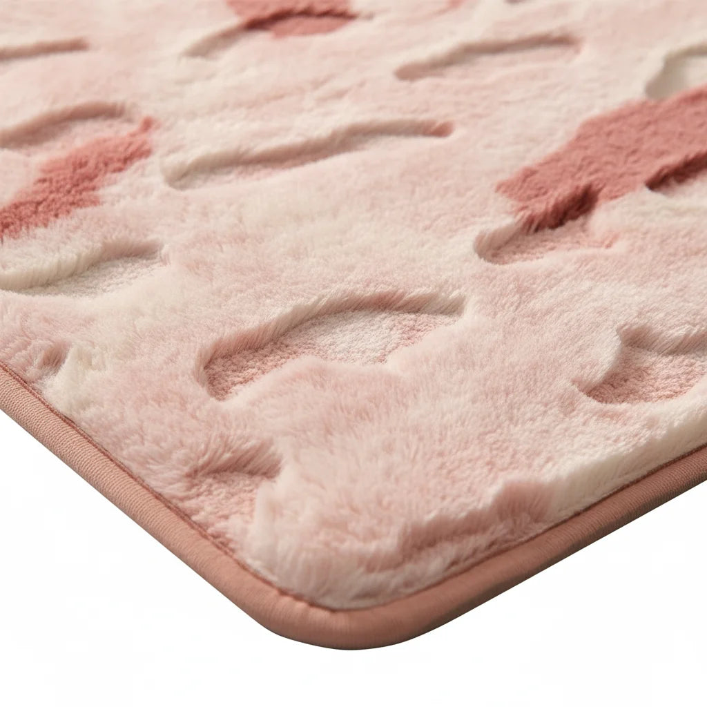 Tapis de Bain Shaggy Aquarelle Rose