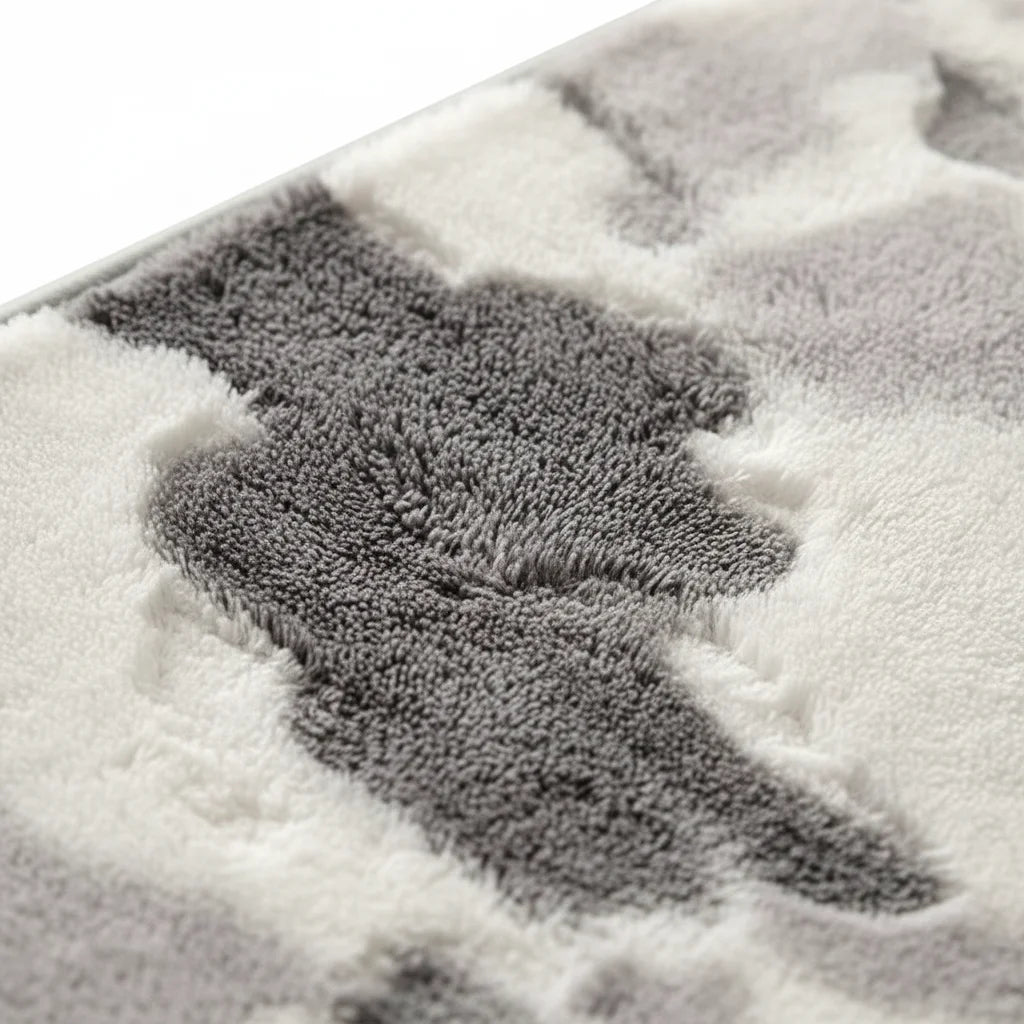 Tapis de Bain Shaggy Aquarelle Grise