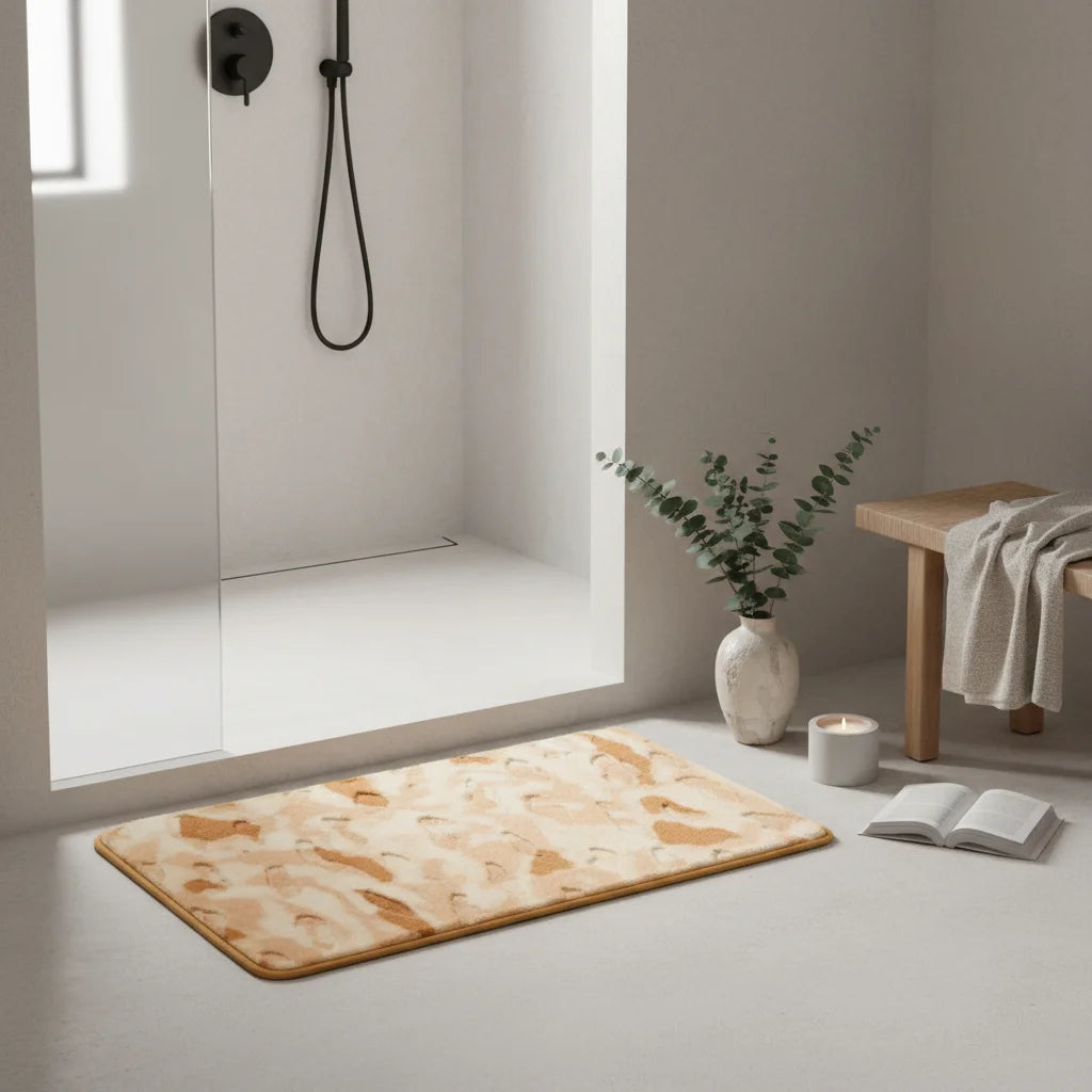 Tapis de Bain Shaggy Aquarelle Naturelle