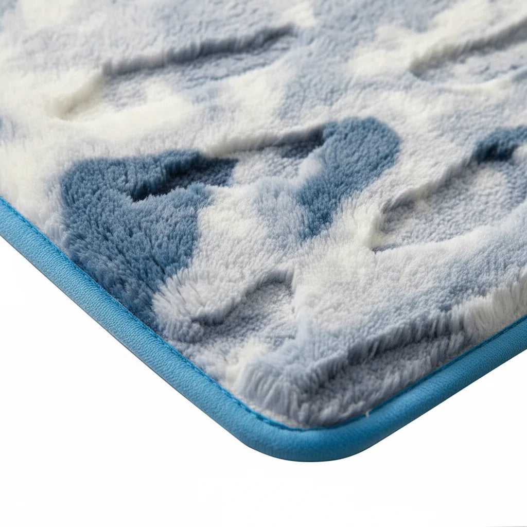 Tapis de Bain Shaggy Aquarelle Bleue
