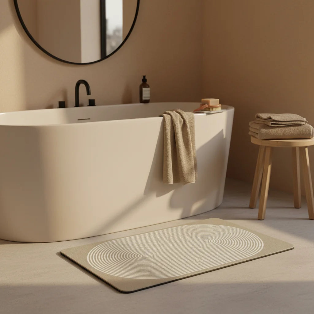 Tapis de Bain Terre de Diatomée Graphique Spirale Graphique