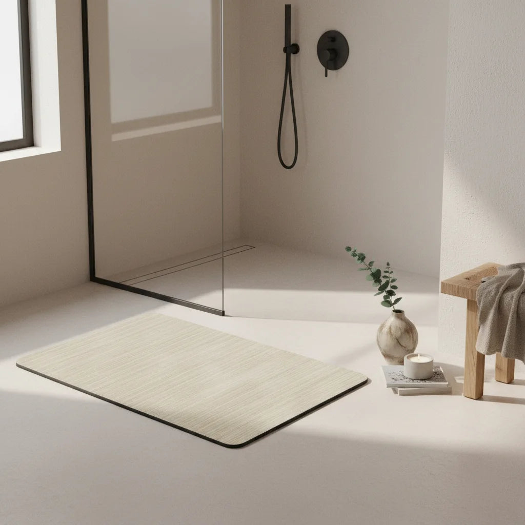 Tapis de Bain Terre de Diatomée Graphique Rayures Verticales