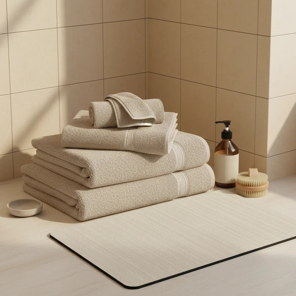 Tapis de Bain Terre de Diatomée Graphique Rayures Verticales