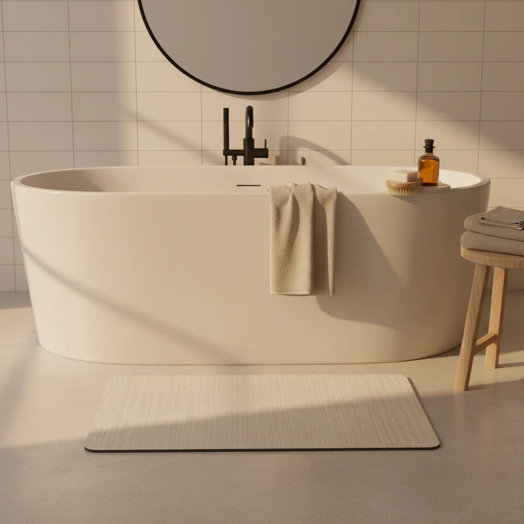 Tapis de Bain Terre de Diatomée Graphique Rayures Verticales