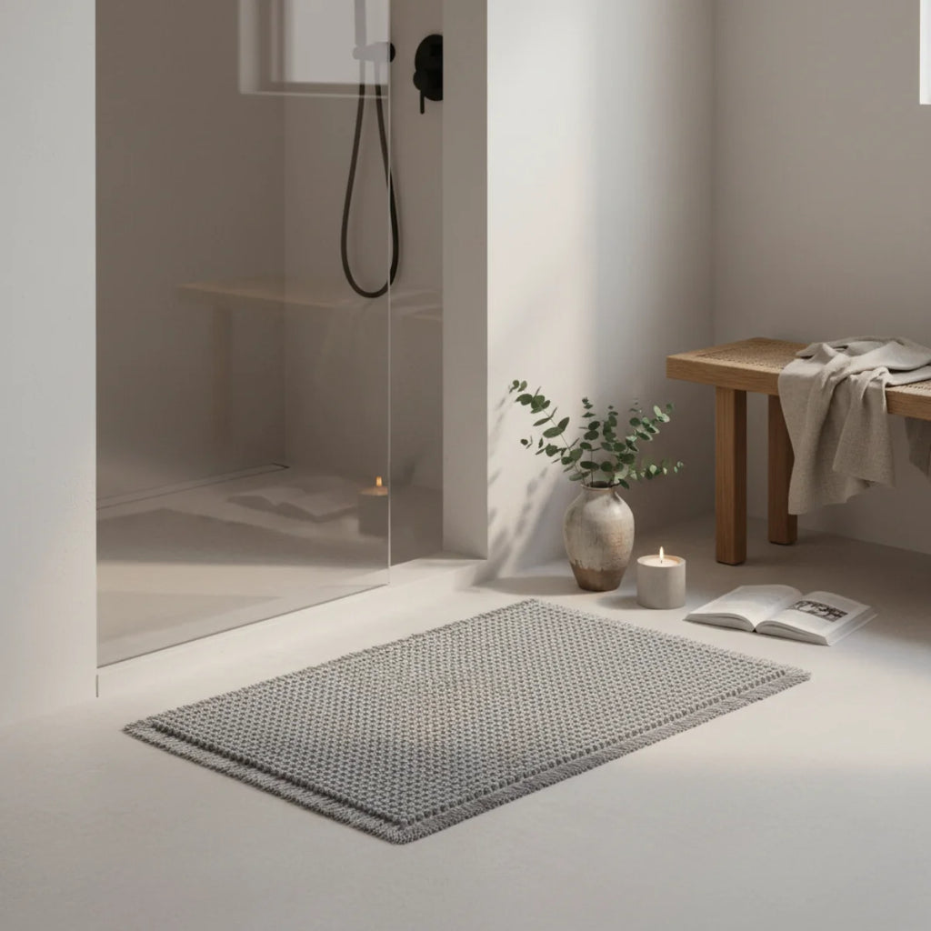 Tapis de Bain Tissé Gris Perle