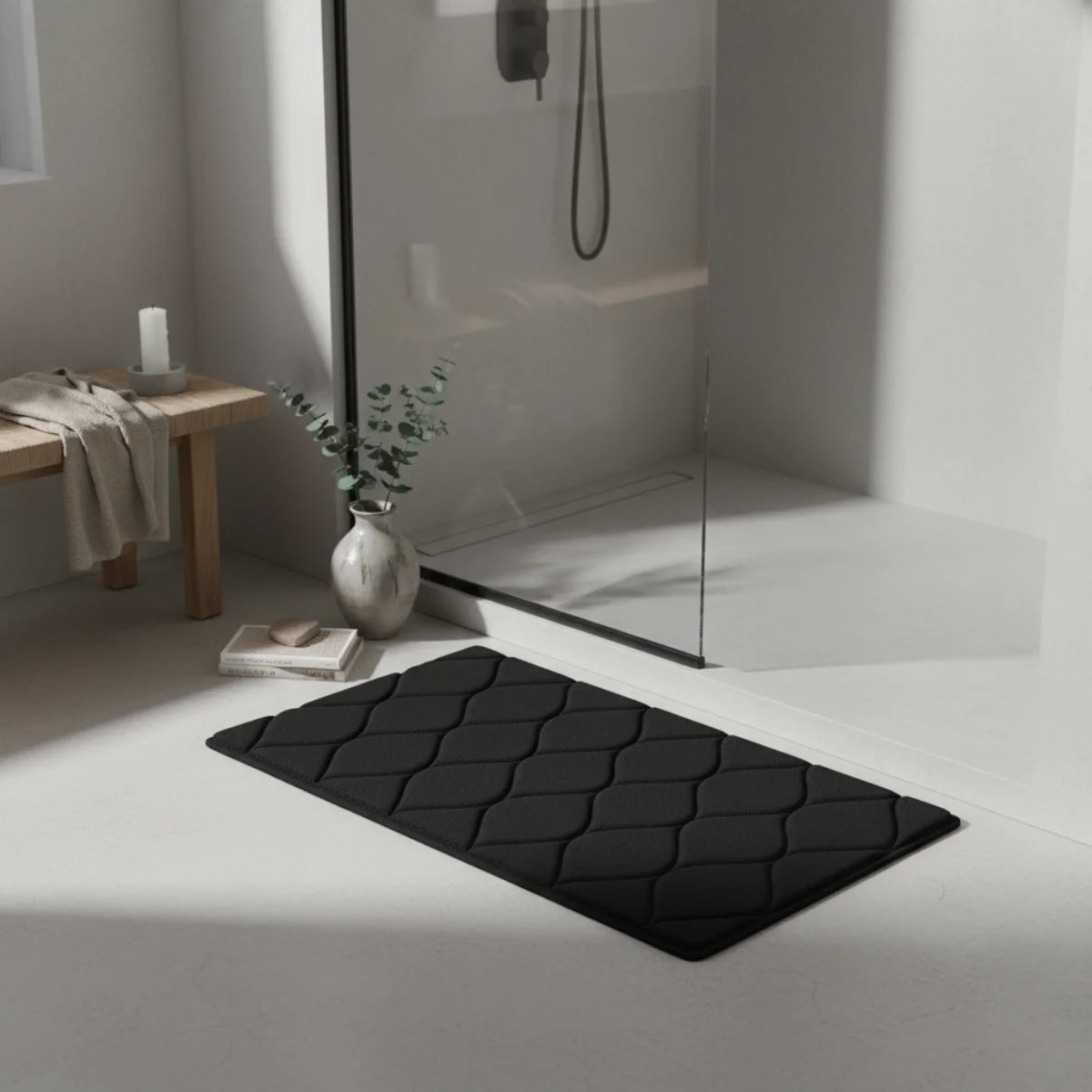 Tapis de Bain Très Epais Noir
