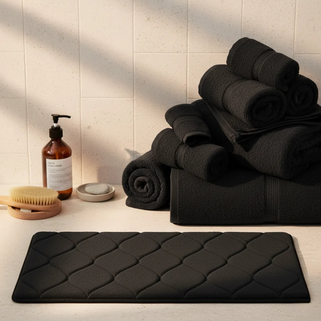 Tapis de Bain Très Epais Noir