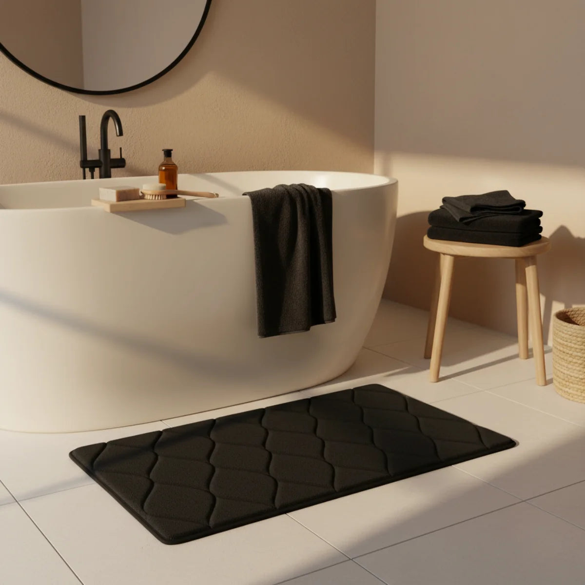 Tapis de Bain Très Epais Noir