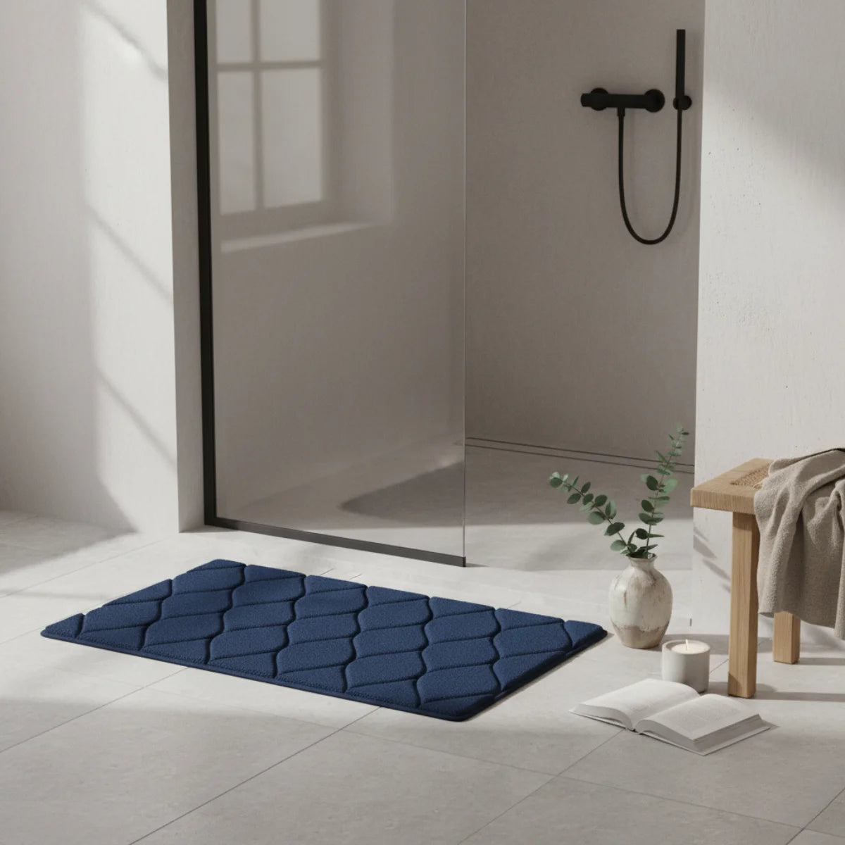 Tapis de Bain Très Epais Bleu marine