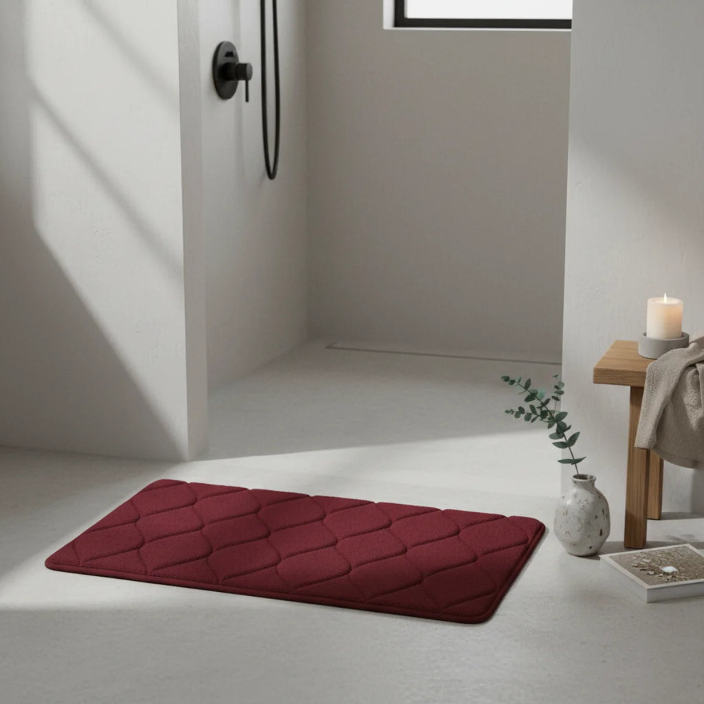 Tapis de Bain Très Epais Rouge bordeaux