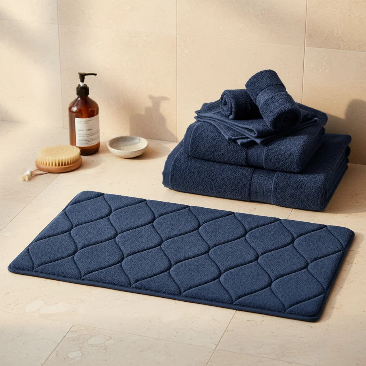 Tapis de Bain Très Epais Bleu marine