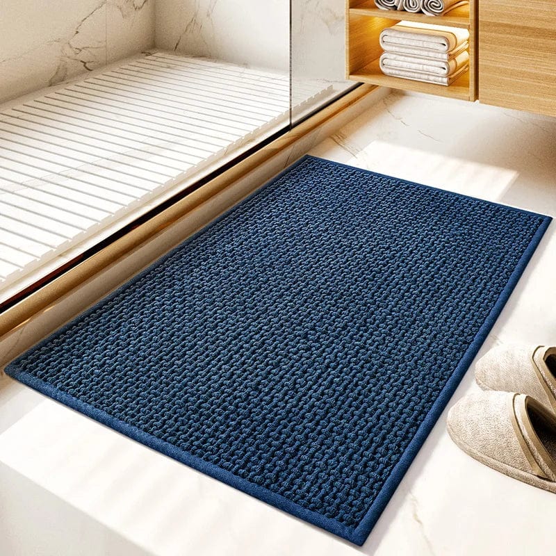 Tapis de Bain Tressé Bleu Profond