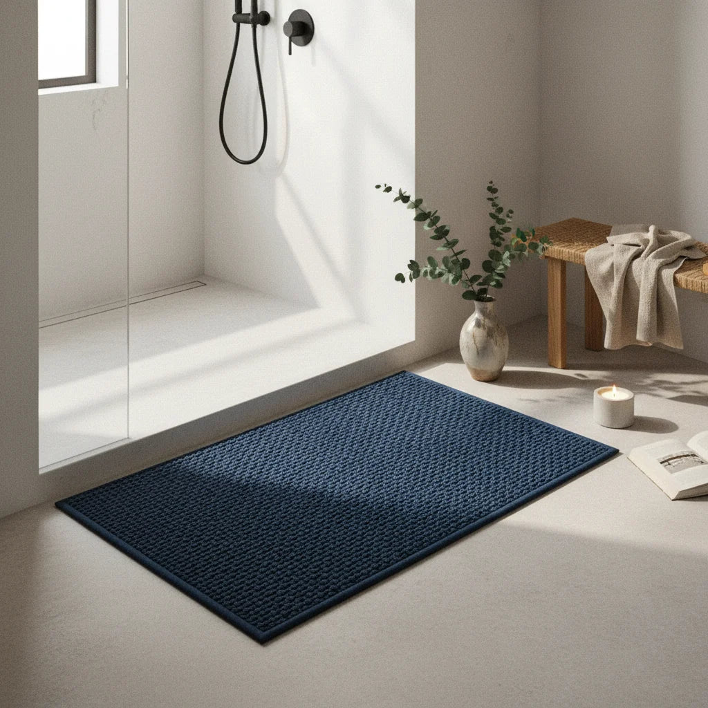 Tapis de Bain Tressé Bleu Profond