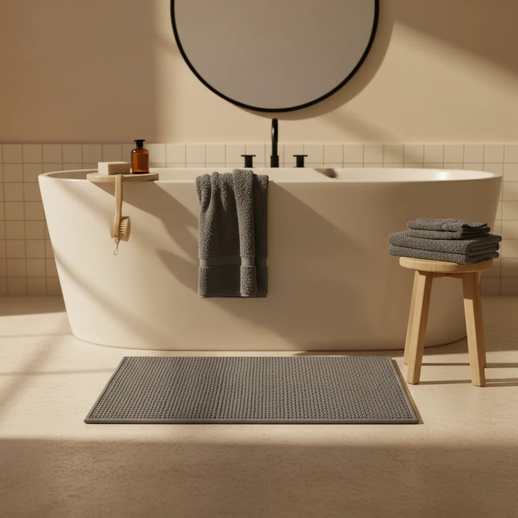 Tapis de Bain Tressé Gris Anthracite