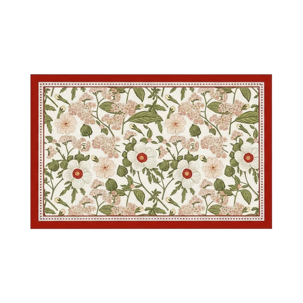 Tapis de Bain Ultra Absorbant en Diatomite Floral Bordeaux